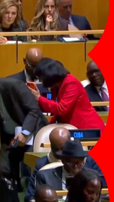 A number of Cuban delegates walk out of Donald Trump's UN speech