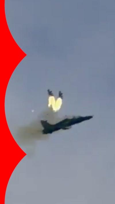 Two pilots ejecting from an RAF jet