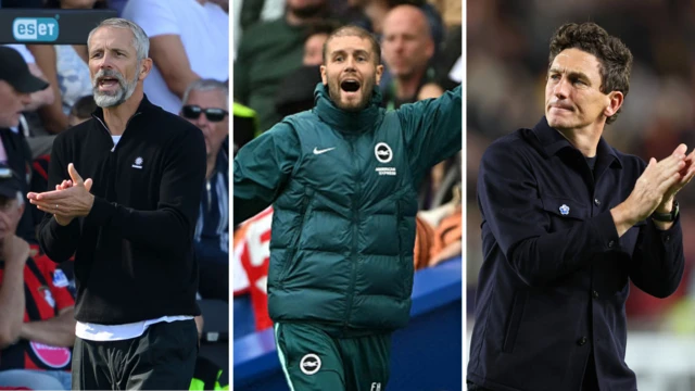 A split image of Marco Rose, Fabian Hurzeler and Keith Andrews