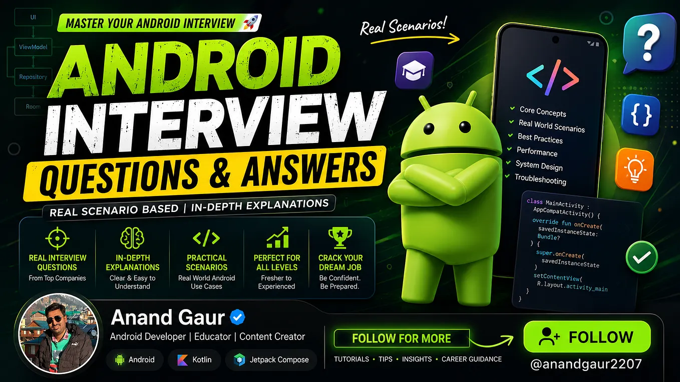 Android Interview Questions & Answers : Real Scenario Based with In-Depth Explanations